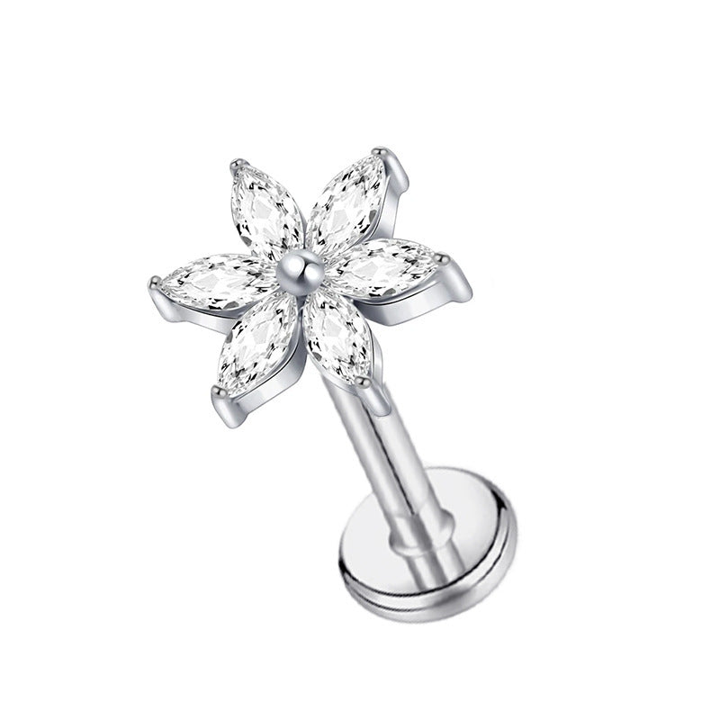 F136G23 Titanium Alloy Internal Teeth 6 Horse Eye Flower Labret