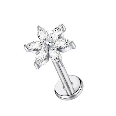 F136G23 Titanium Alloy Internal Teeth 6 Horse Eye Flower Labret