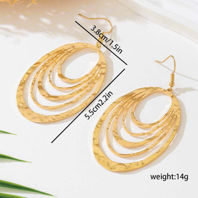 European And American Fashion Elegant Woman Metal Multi-layer Circle Hollow Out Women's Earrings
